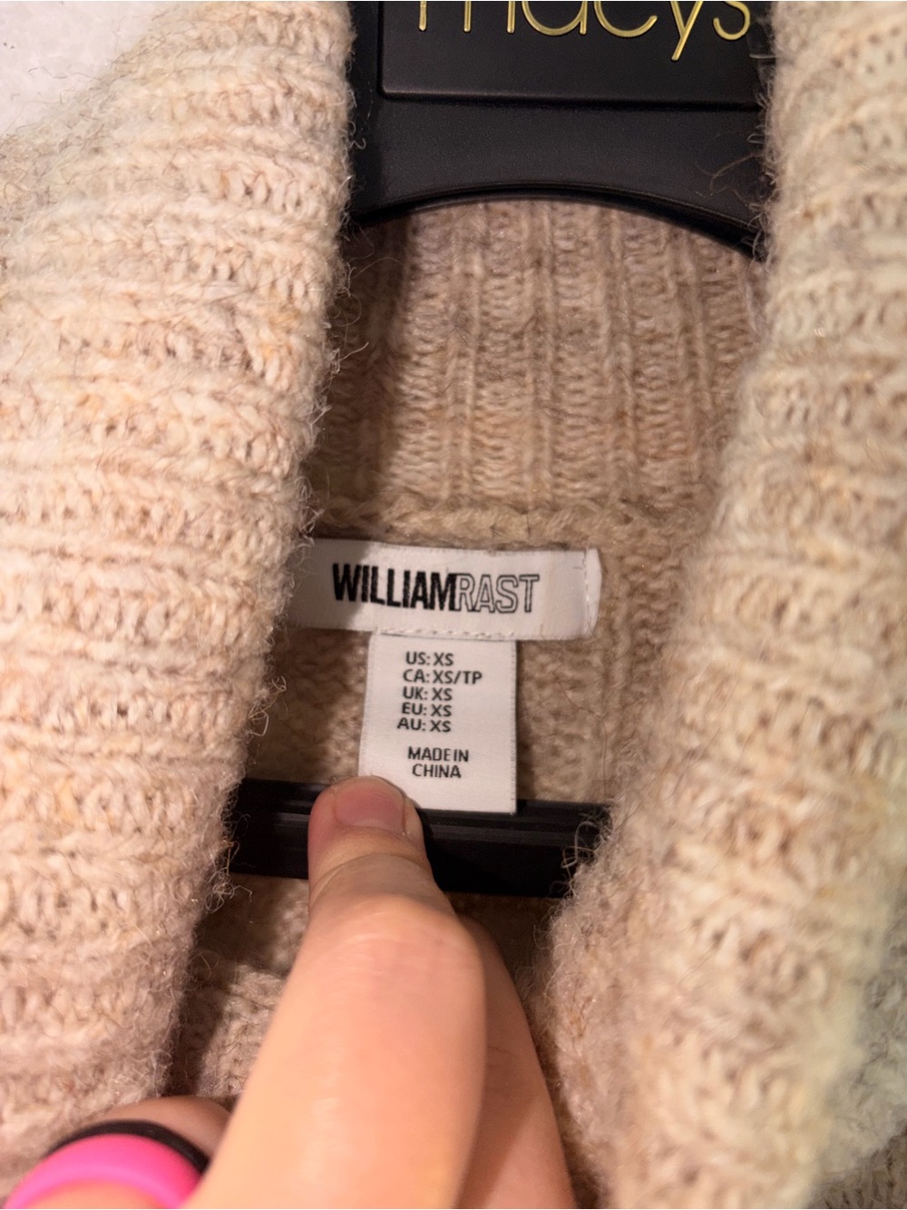 William Rast Beige Ribbed Cowl Neck Sweater - Picture 2 of 3